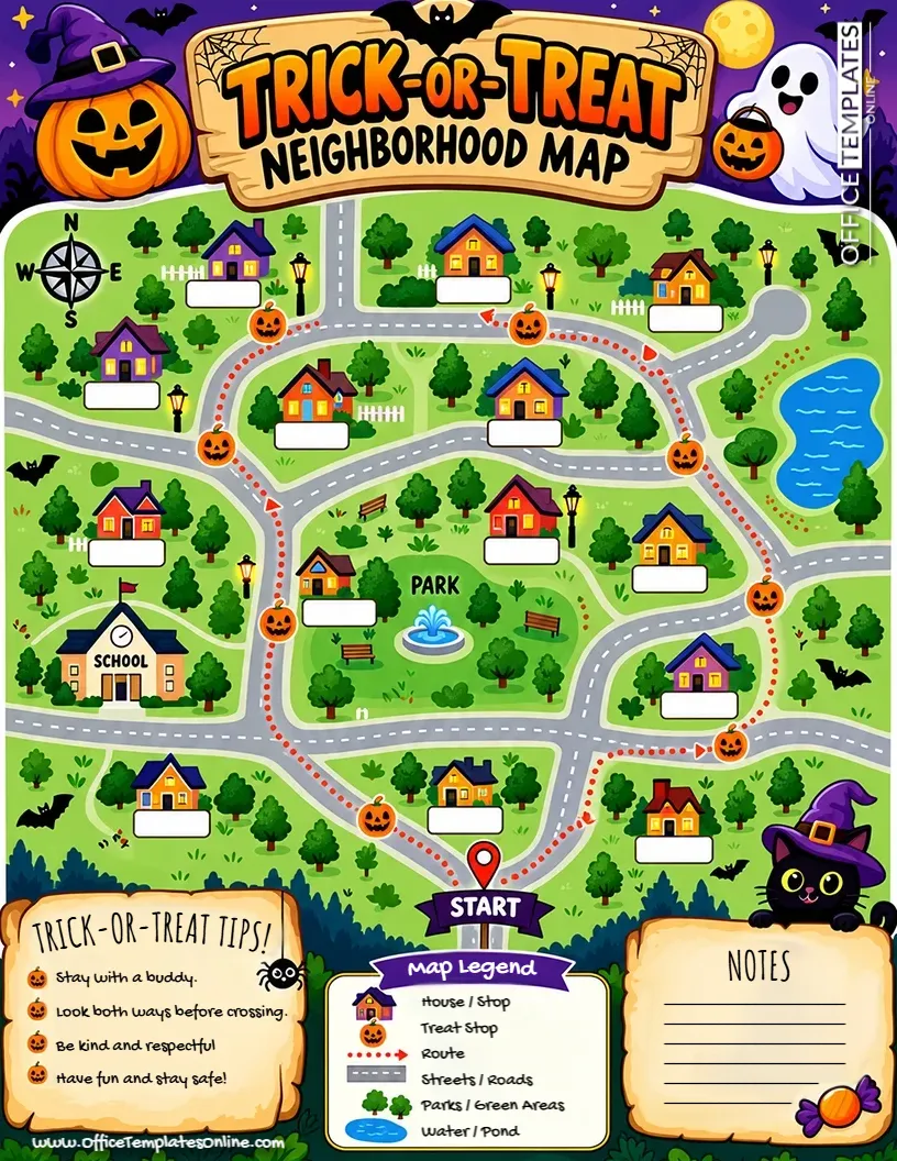 Trick-or-Treat Neighborhood Map Template