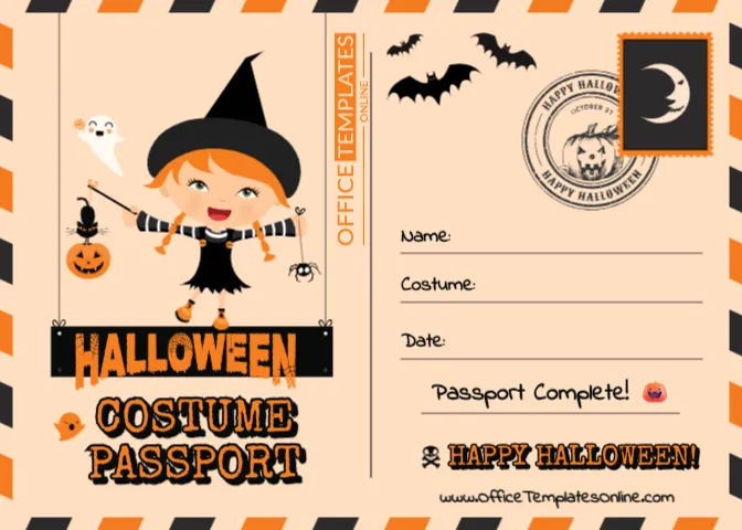 Halloween Costume Passport Template