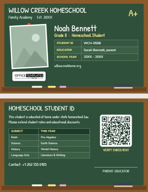 Homeschool Student ID Card Template