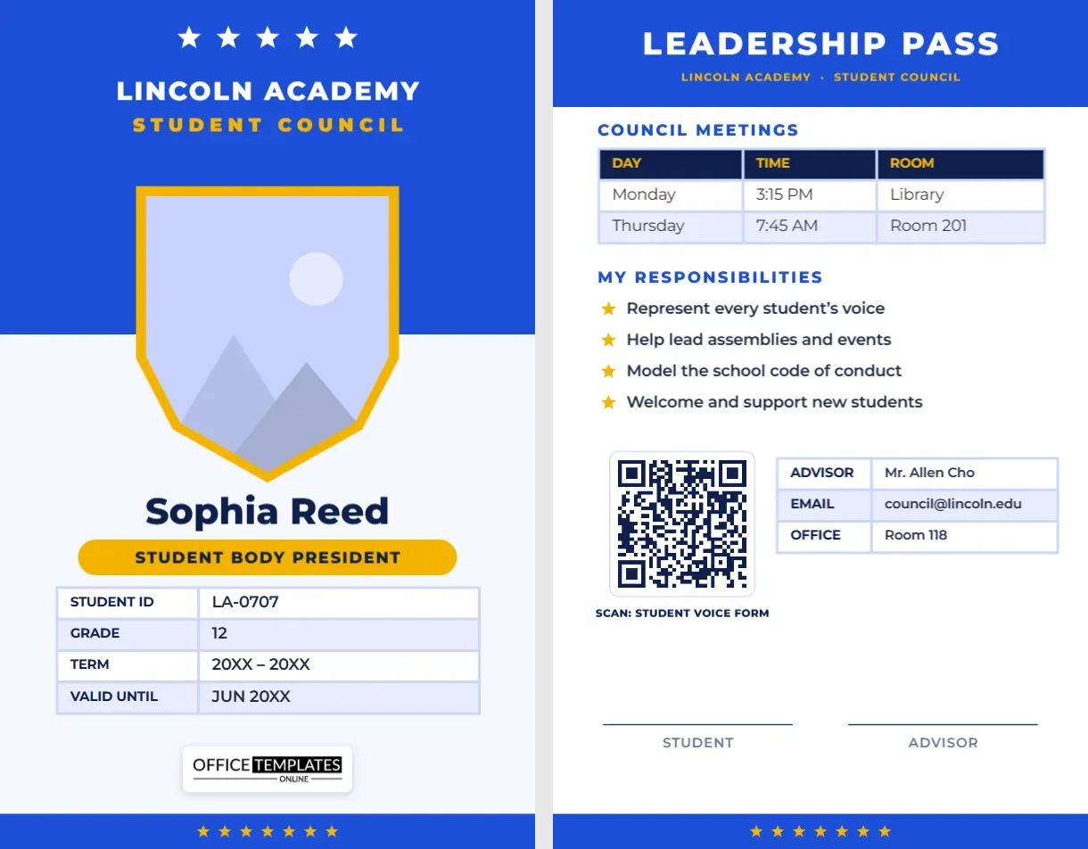 Student Council ID Card Template