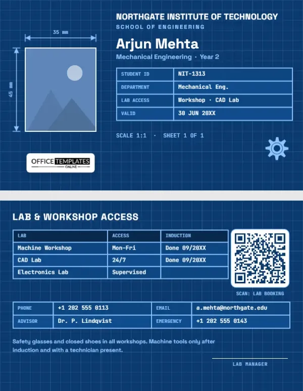Engineering Student ID Card Template