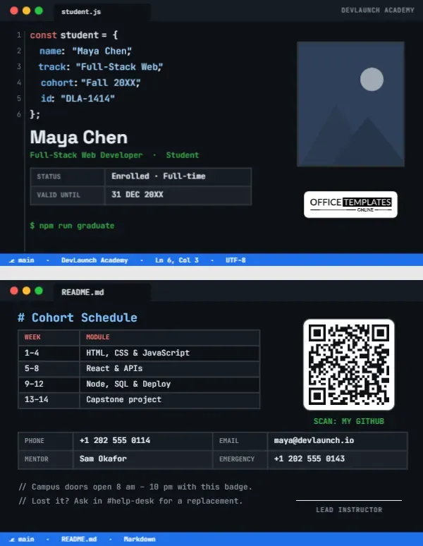 Coding Bootcamp Student ID Card Template