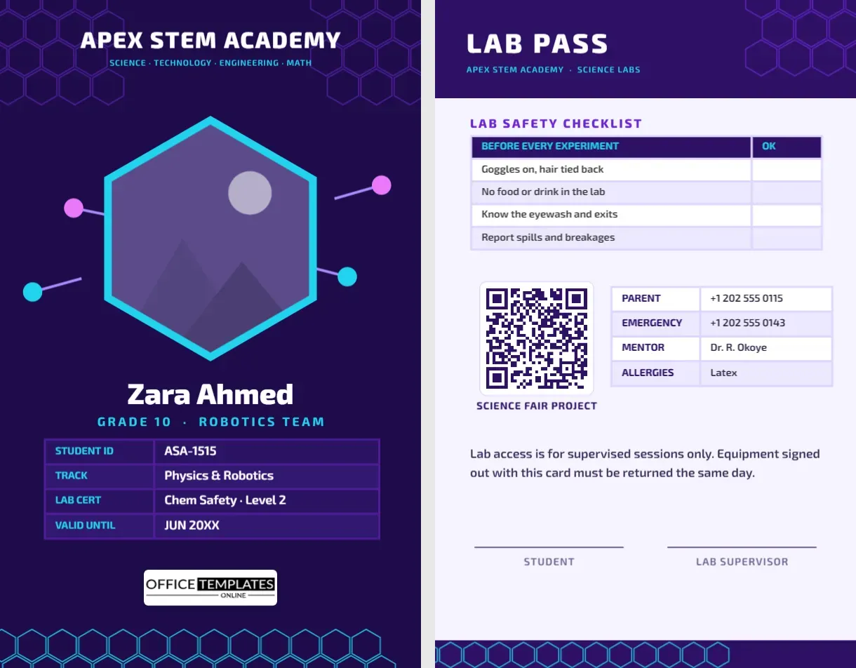 STEM Student ID Card Template