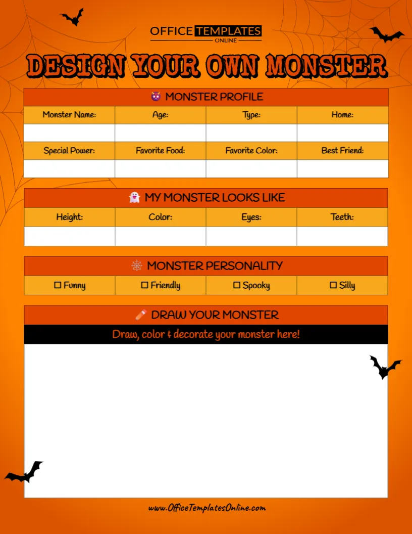 Design Your Own Monster Profile Template