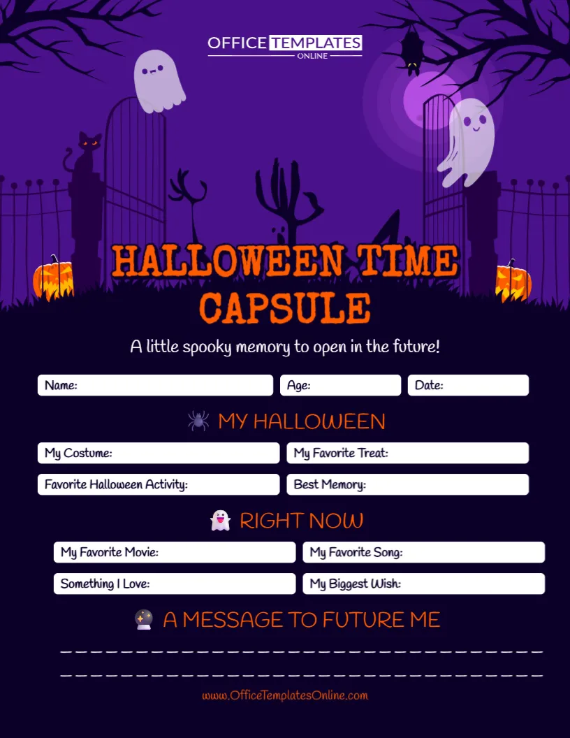 Halloween Time Capsule Template