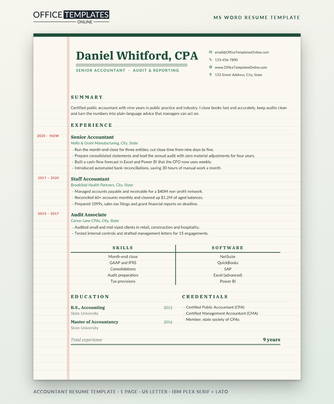 Accountant Resume Template - Preview