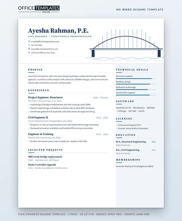 Civil Engineer Resume Template