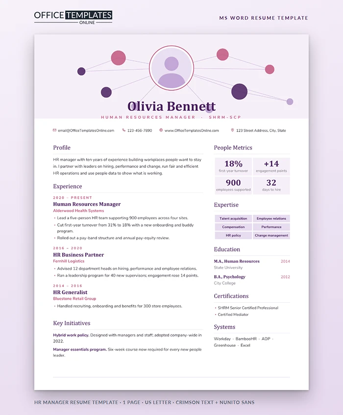 HR Manager Resume Template Preview