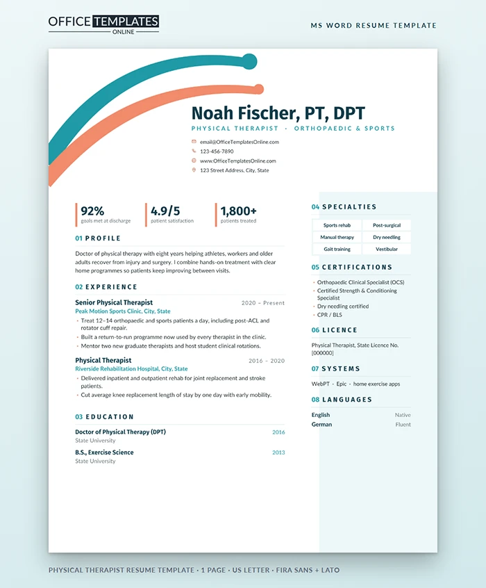 Physical Therapist Resume Template