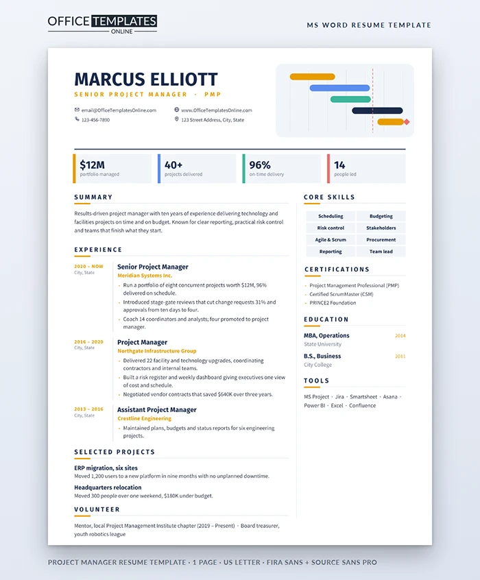 Project Manager Resume Template