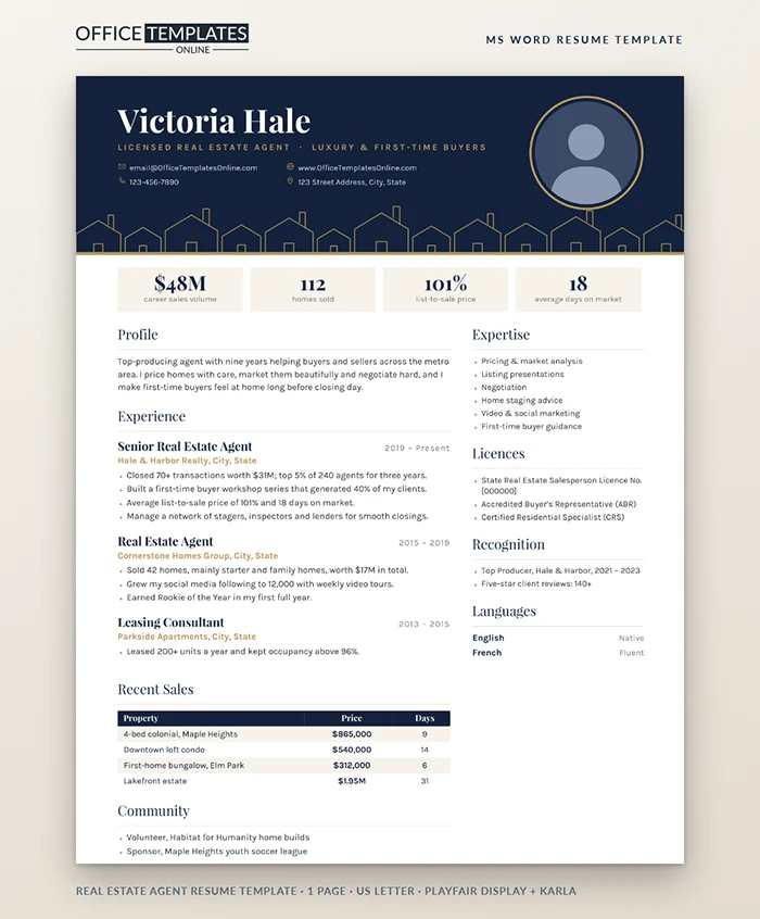 Real Estate Agent Resume Template