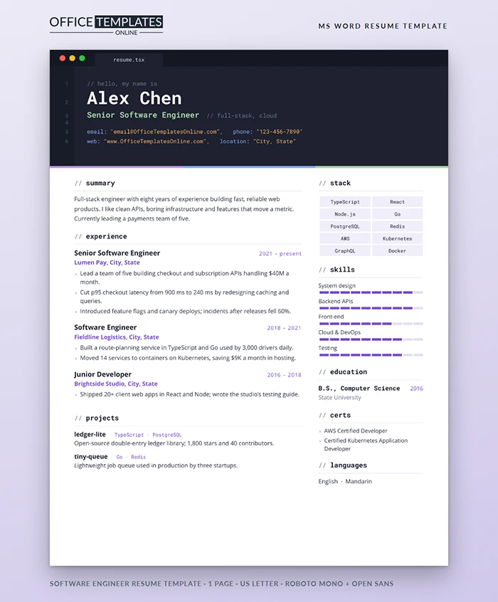 Software Engineer Resume Template