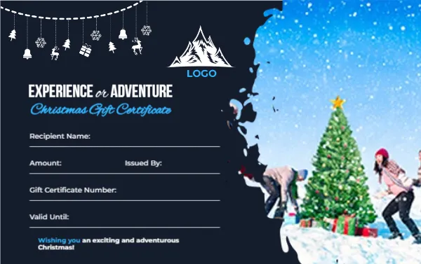 Christmas Gift Certificate Template for Experience or Adventure – free editable Gift Certificates & Vouchers template