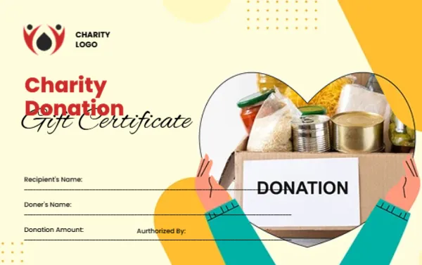 Christmas Gift Certificate Template for Charity Donation