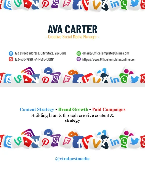 Social Media Manager Card