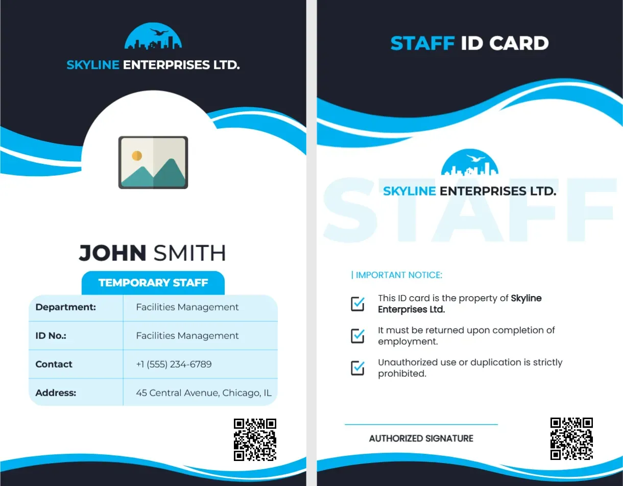 ID Card Template for Temporary Staff – free editable Staff & Employee ID Cards template