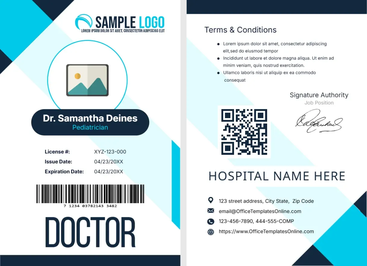 Medical Doctor ID Card Template – Customizable Healthcare Staff ID