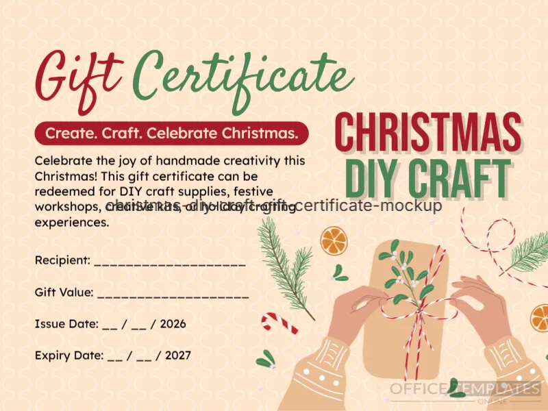 Editable Christmas DIY Craft Gift Certificate Template
