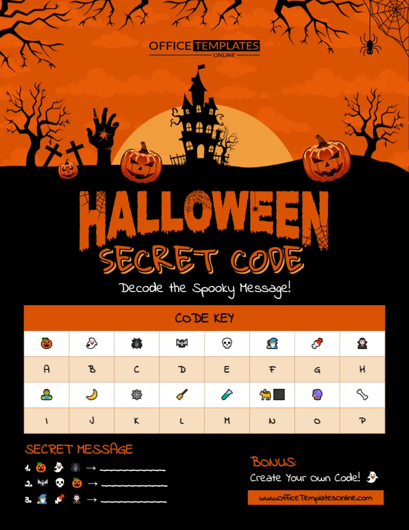 Halloween Secret Code Decoder Template