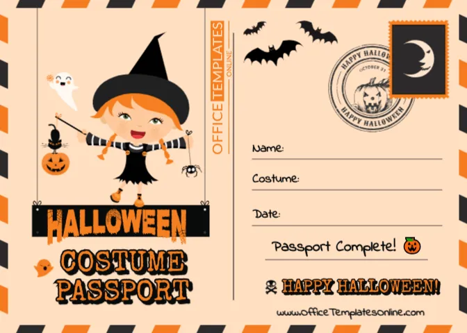 Halloween Costume Passport Template