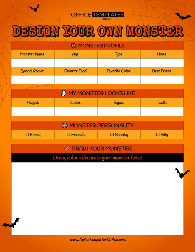 Design Your Own Monster Profile Template