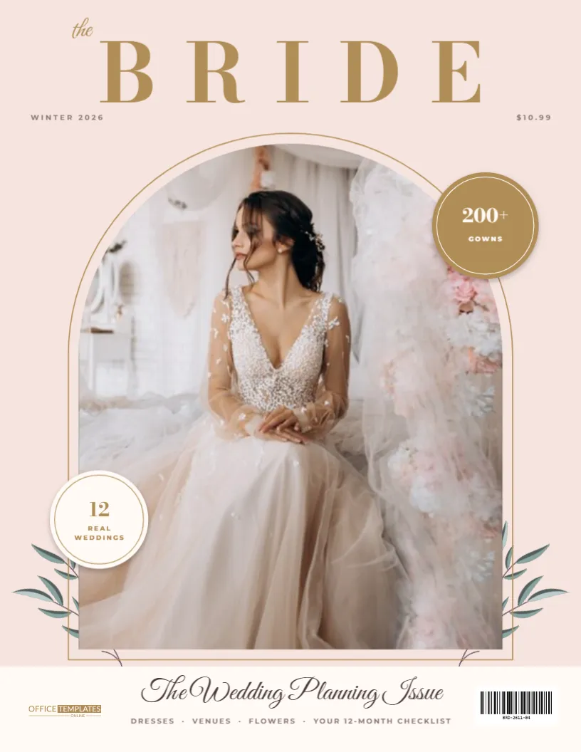 Bridal Magazine Cover Template – “the Bride” Wedding Cover