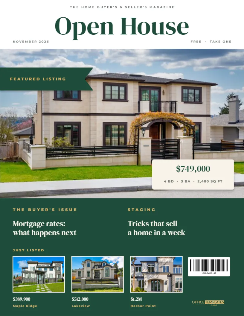Real Estate Magazine Cover Template – Open House with Listing Photos