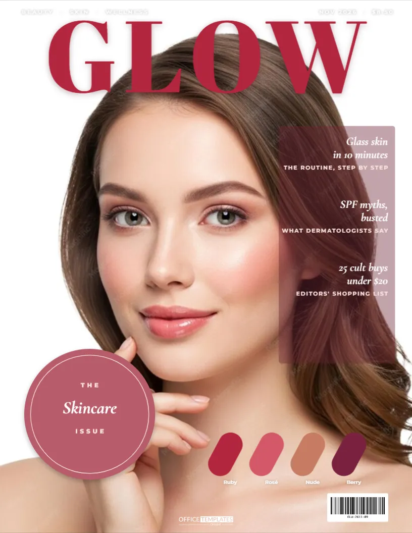 Beauty Magazine Cover Template – GLOW Skincare Issue