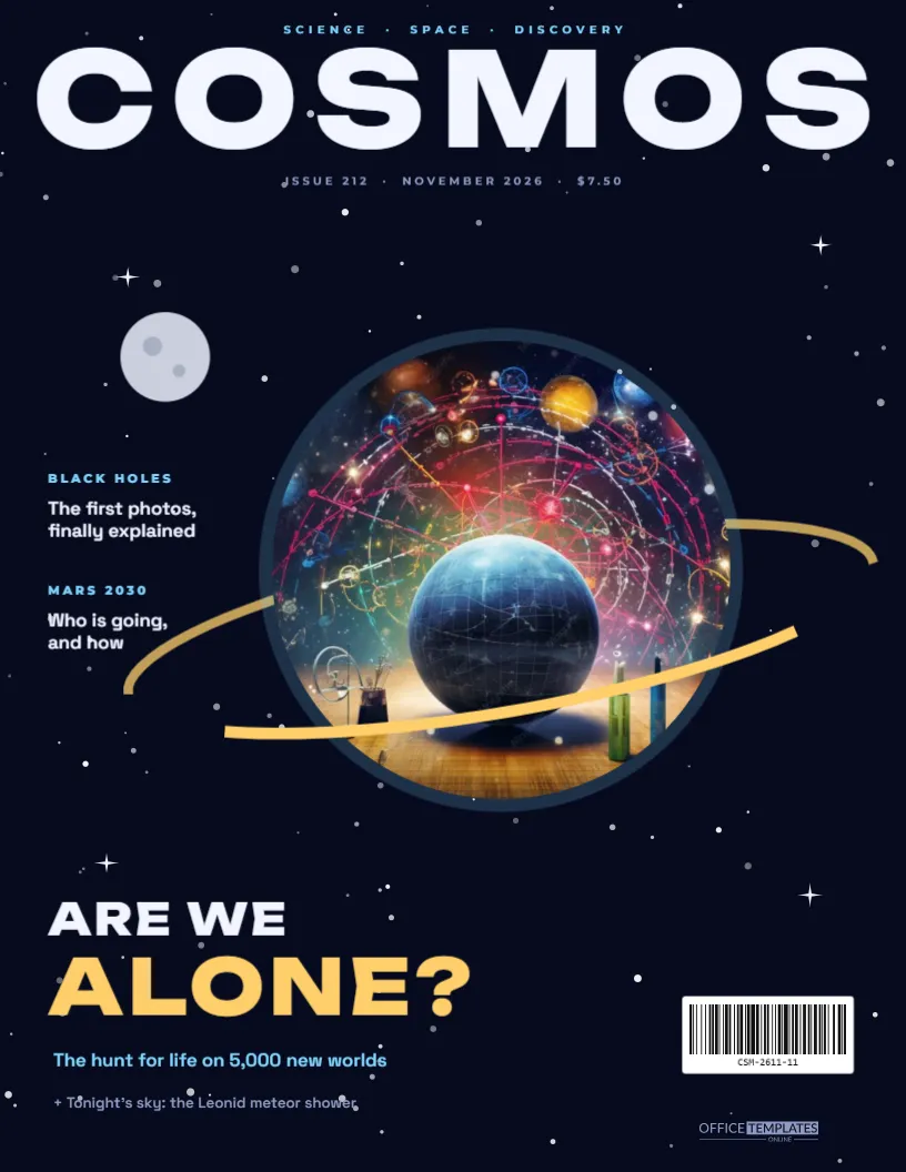 Science & Space Magazine Cover Template – COSMOS Planet Cover