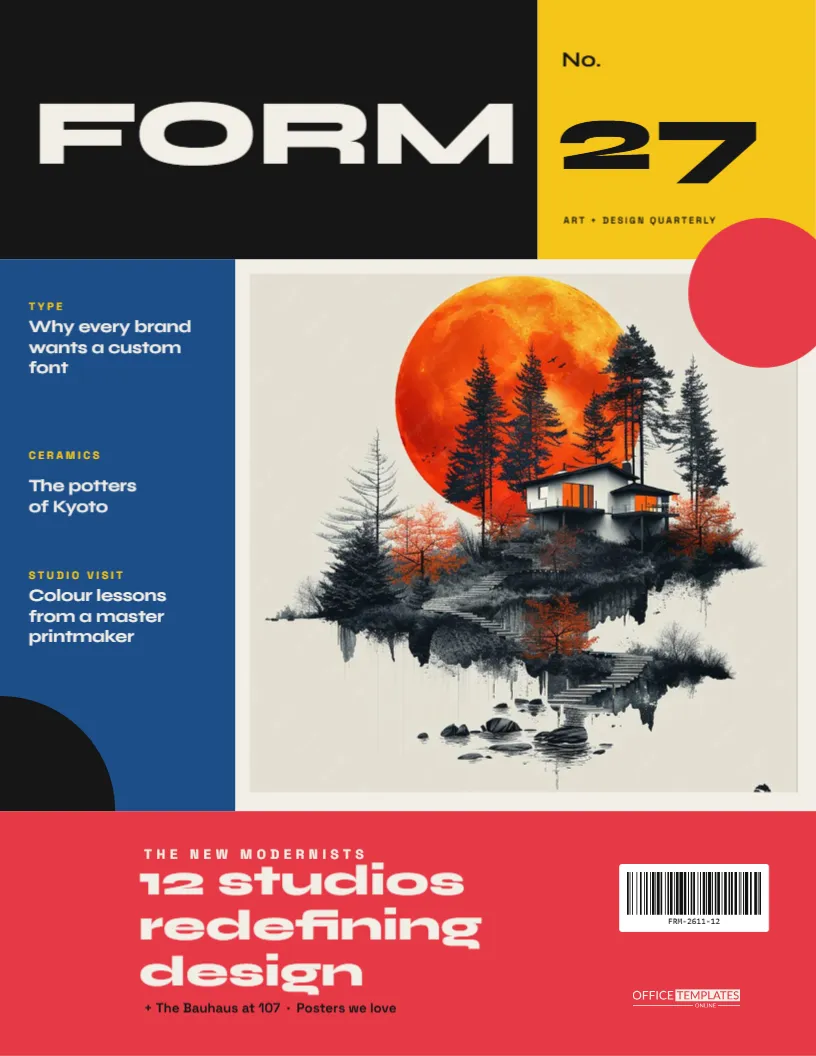Art & Design Magazine Cover Template – Bauhaus Colour-Block Cover