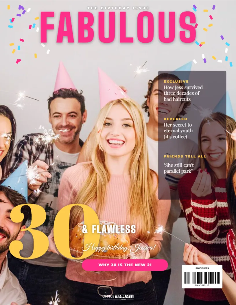 Personalized Birthday Magazine Cover Template – 30 & Fabulous