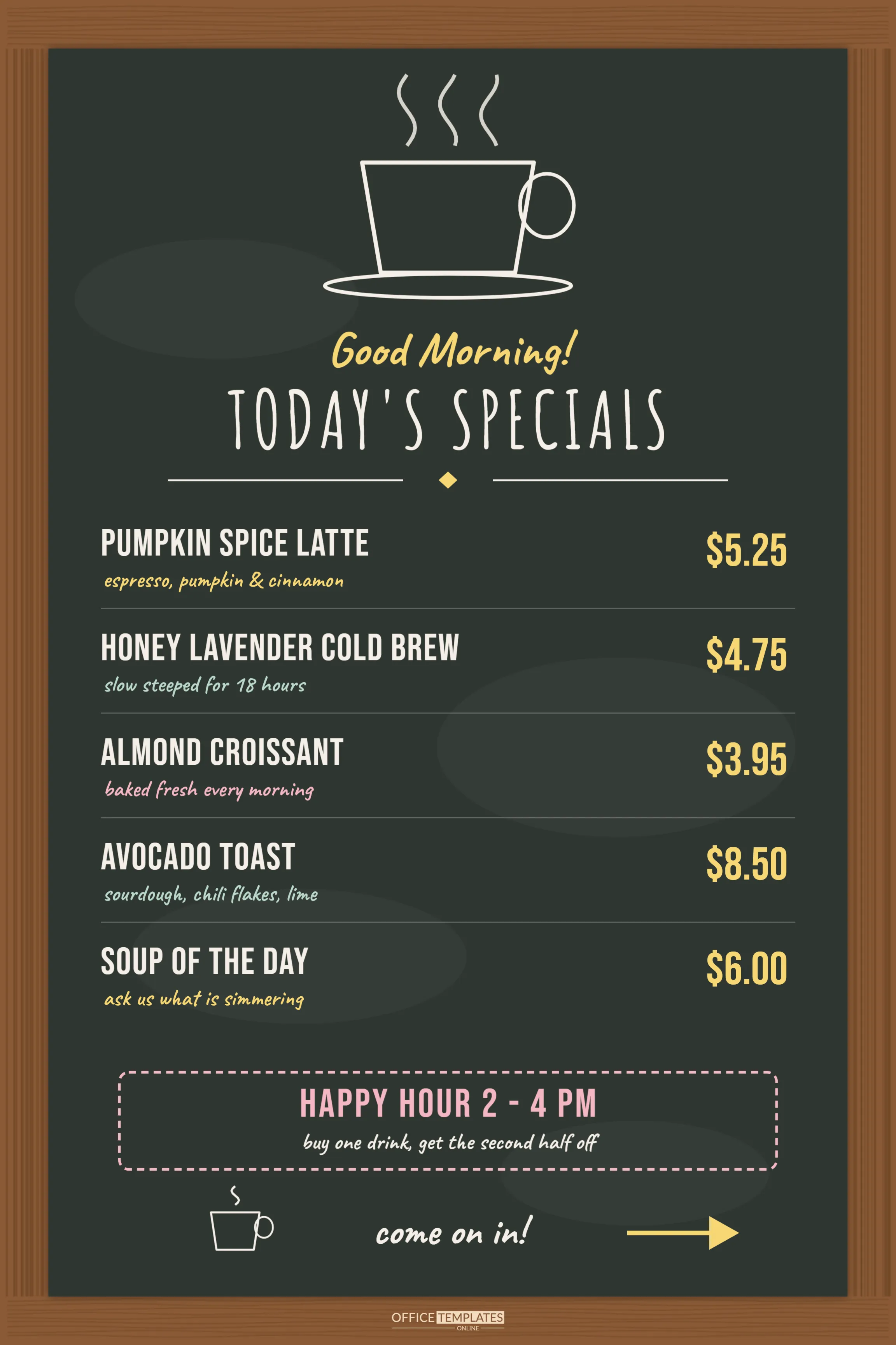 Sidewalk A-Frame Sign Template – Café Chalkboard Specials Board