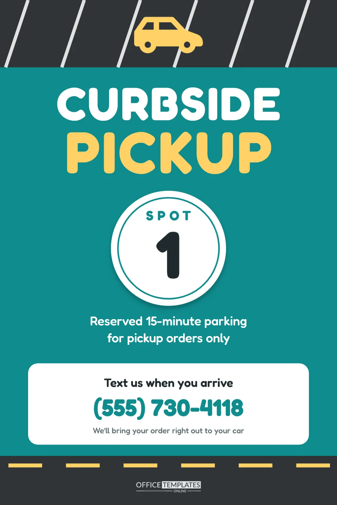 Curbside Pickup Sign Template – Reserved Parking Spot for Pickup Orders