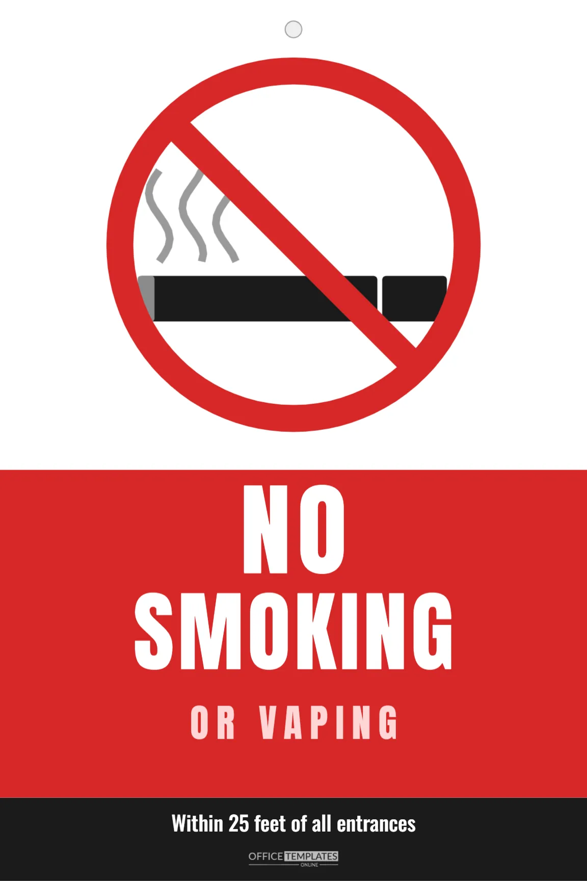 No Smoking Sign Template – No Smoking or Vaping Near Entrances