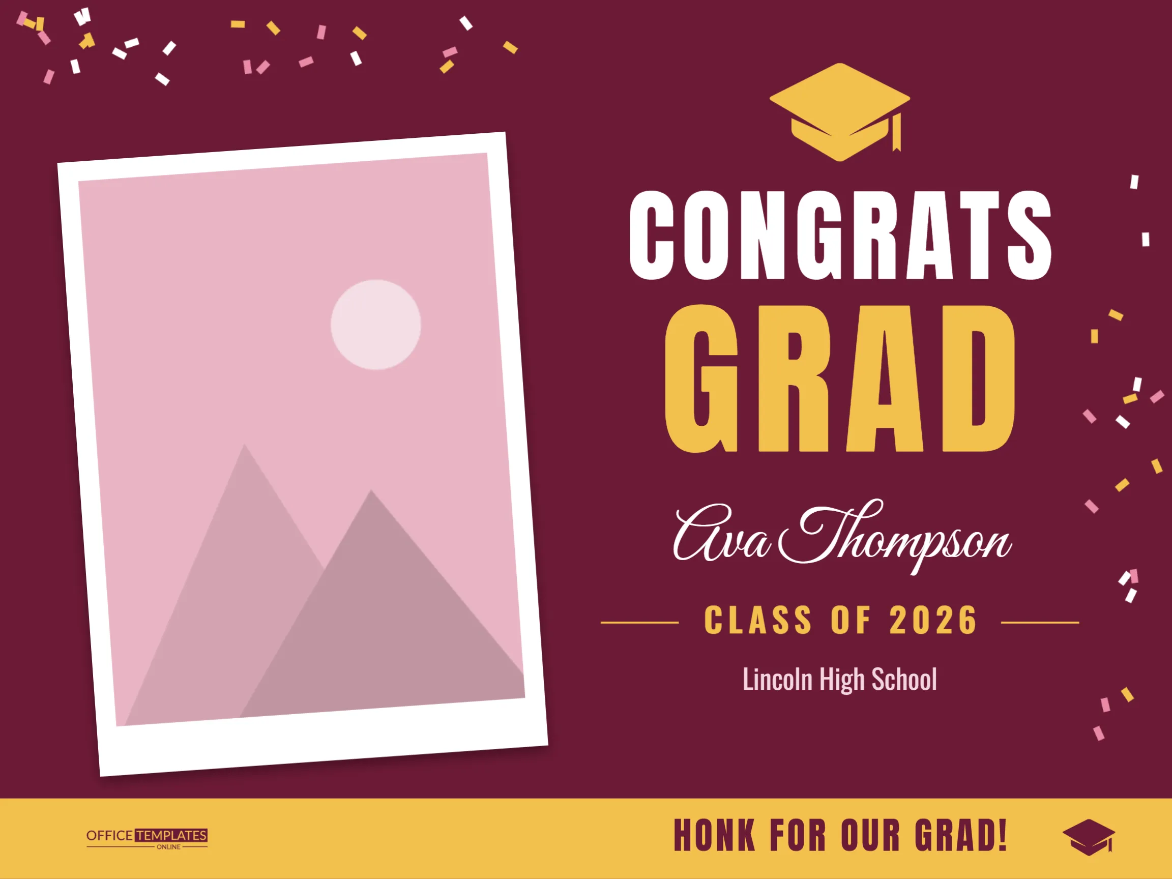 Graduation Yard Sign Template with Photo – Congrats Grad Lawn Sign