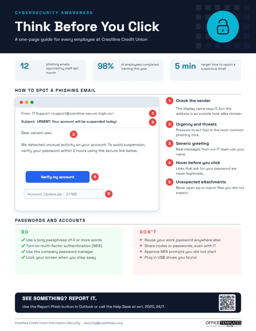 Cybersecurity Awareness Fact Sheet – Annotated Email and Password Tips