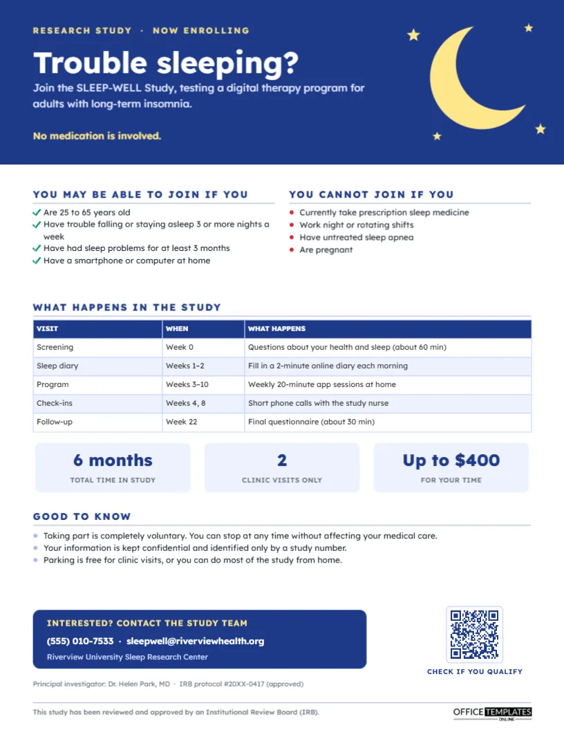 Clinical Study Recruitment Fact Sheet – Who Can Join and What Happens