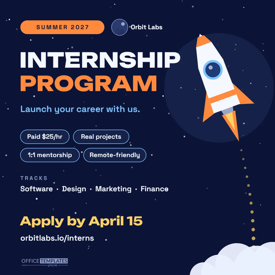 Internship Program Instagram Post (1080 x 1080 px) – Rocket Design