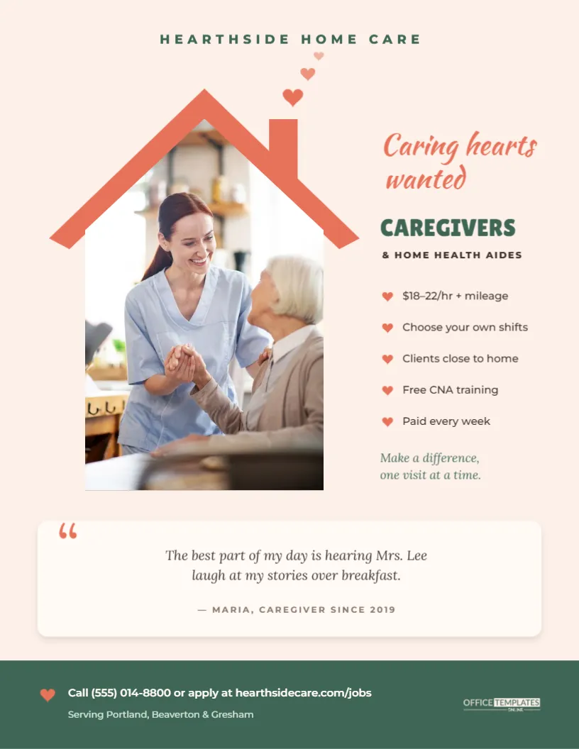 Caregiver Hiring Flyer – Home Health Aide Recruiting Template
