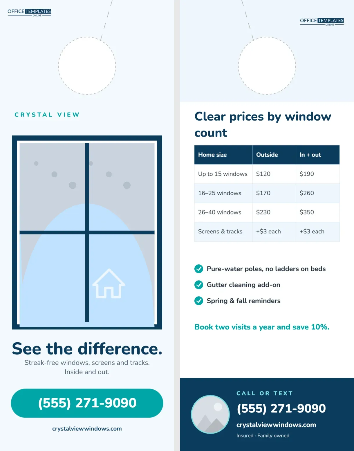 Window Cleaning Door Hanger with a Squeegee-Swipe Window