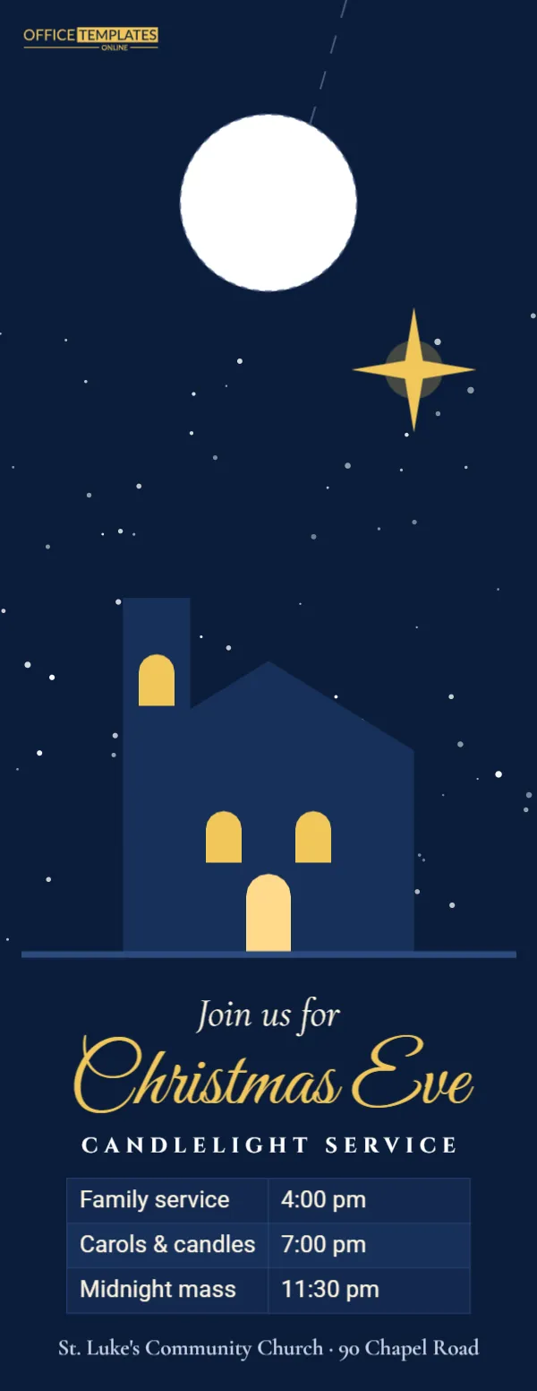 Christmas Eve Candlelight Service Invitation Door Hanger for Churches