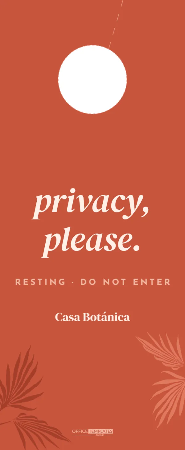 Boutique Hotel “Privacy, Please” Door Hanger with Eco Towel Message