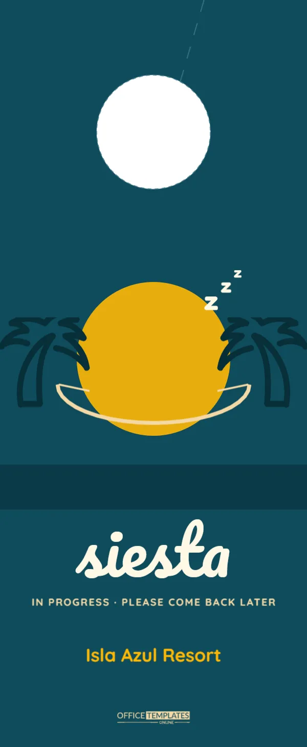 Tropical Resort Siesta Door Hanger with Hammock and Palm Trees
