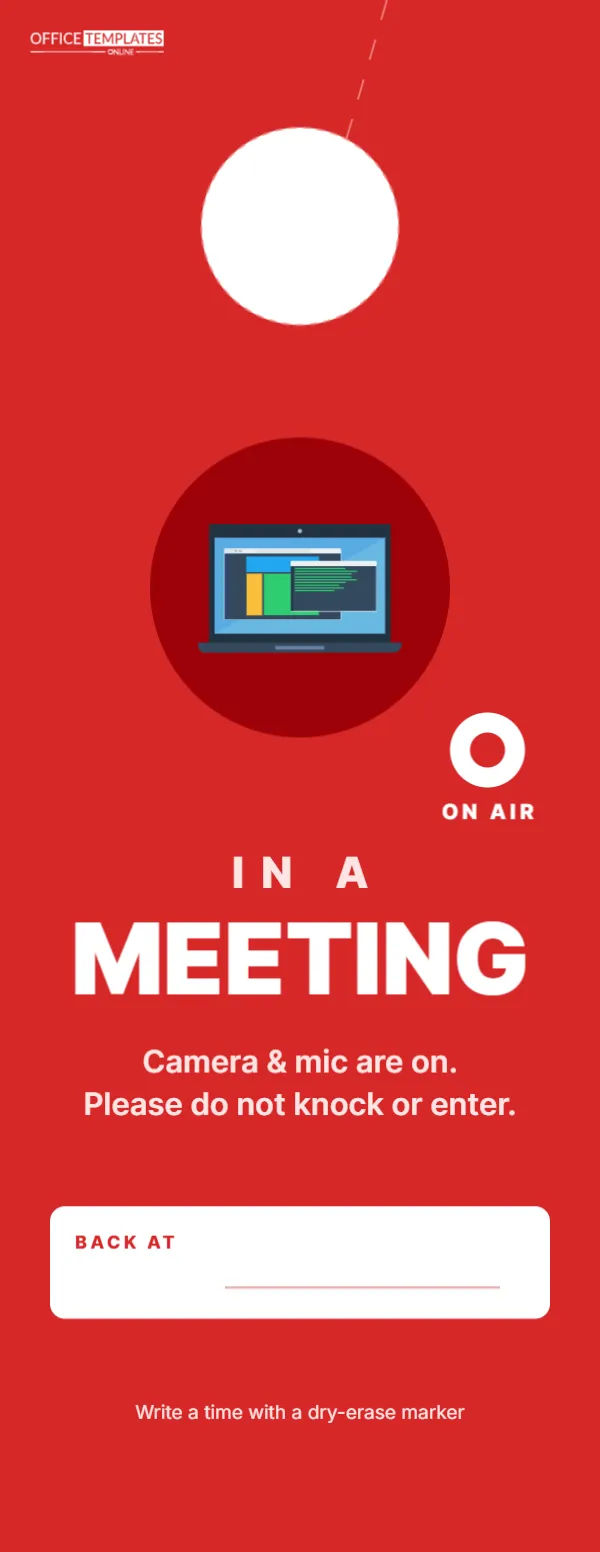 Working From Home “In a Meeting” and “Free to Chat” Door Hanger