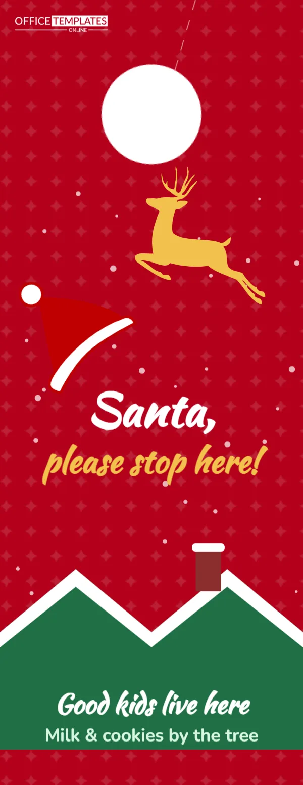 “Santa, Please Stop Here!” Christmas Door Hanger with Reindeer
