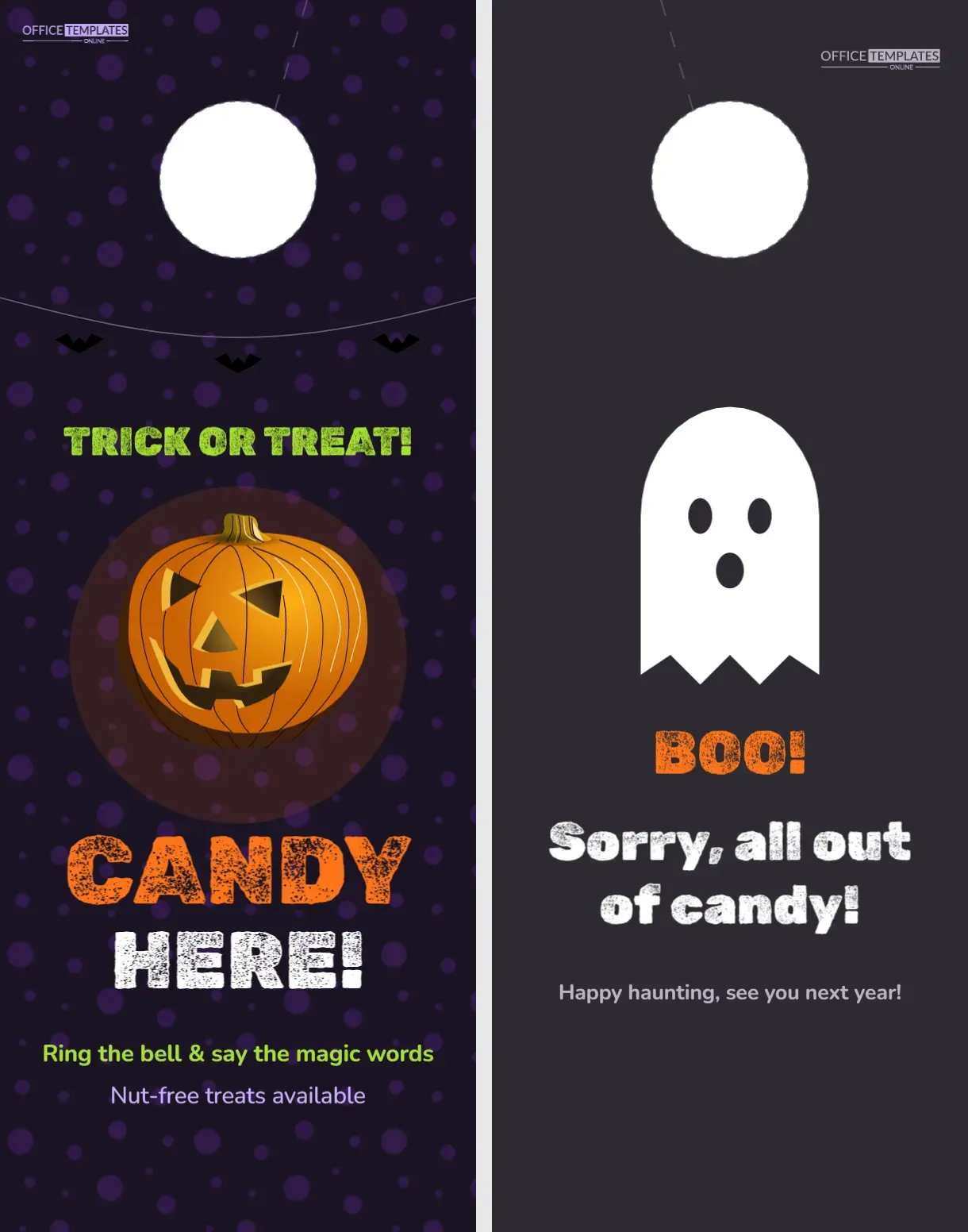 Halloween Trick-or-Treat Door Hanger – “Candy Here” and “All Out”