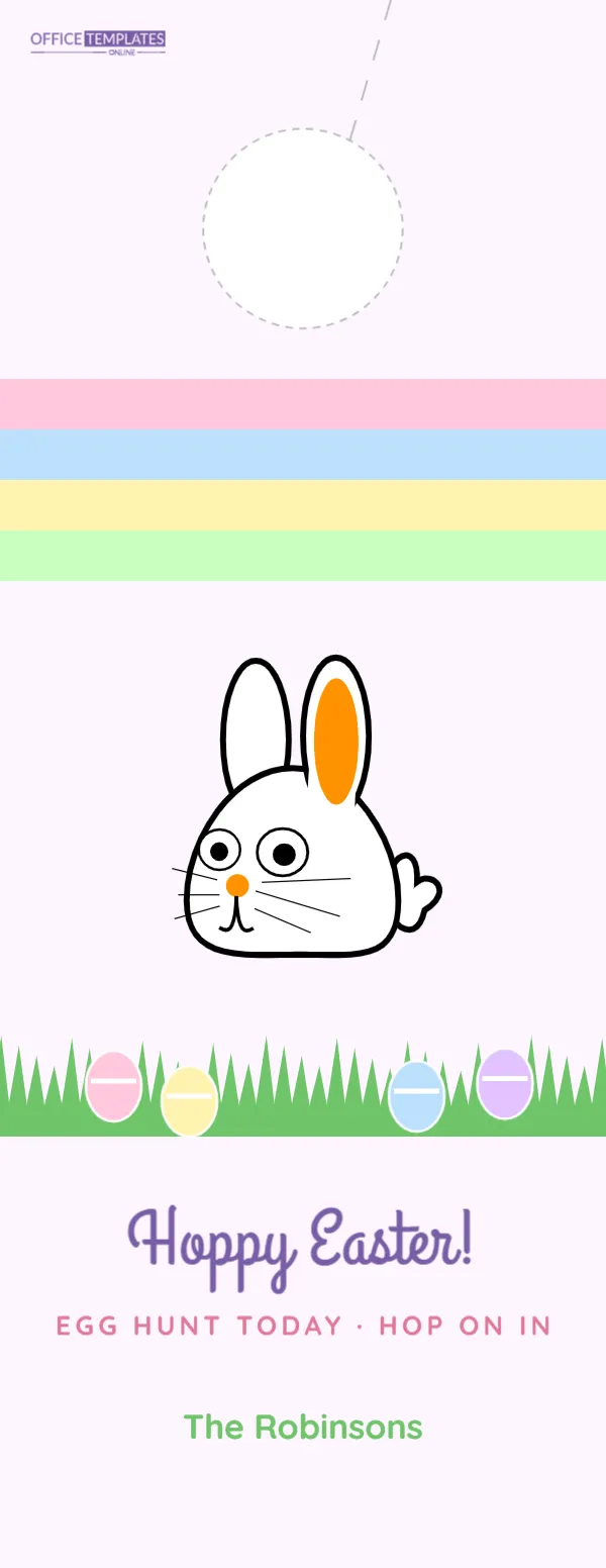 Easter Egg Hunt Door Hanger with Peeking Bunny and Pastel Eggs
