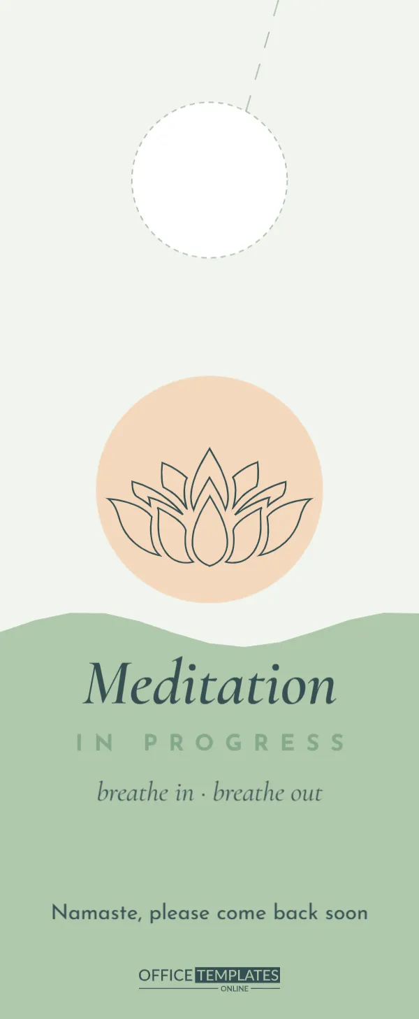 Meditation in Progress Door Hanger with Lotus and Calm Hills