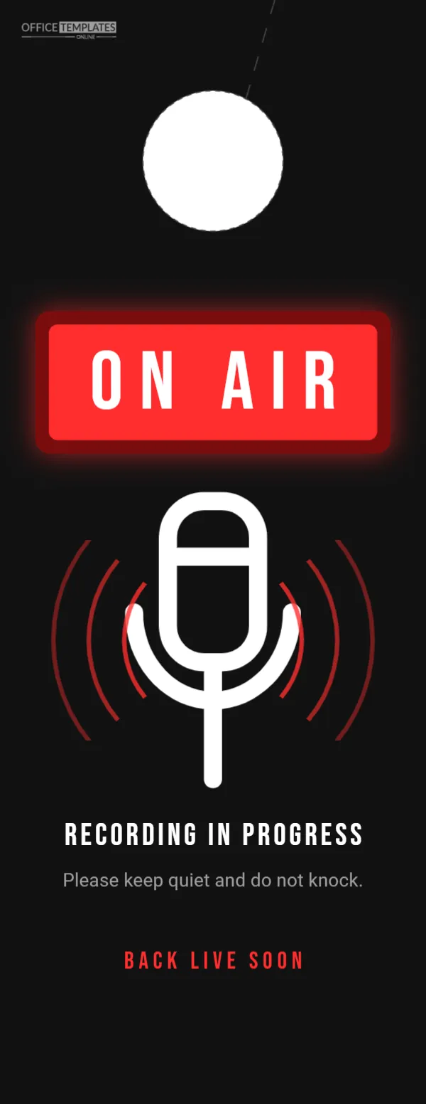 “On Air” Recording in Progress Door Hanger for Podcasters and Studios