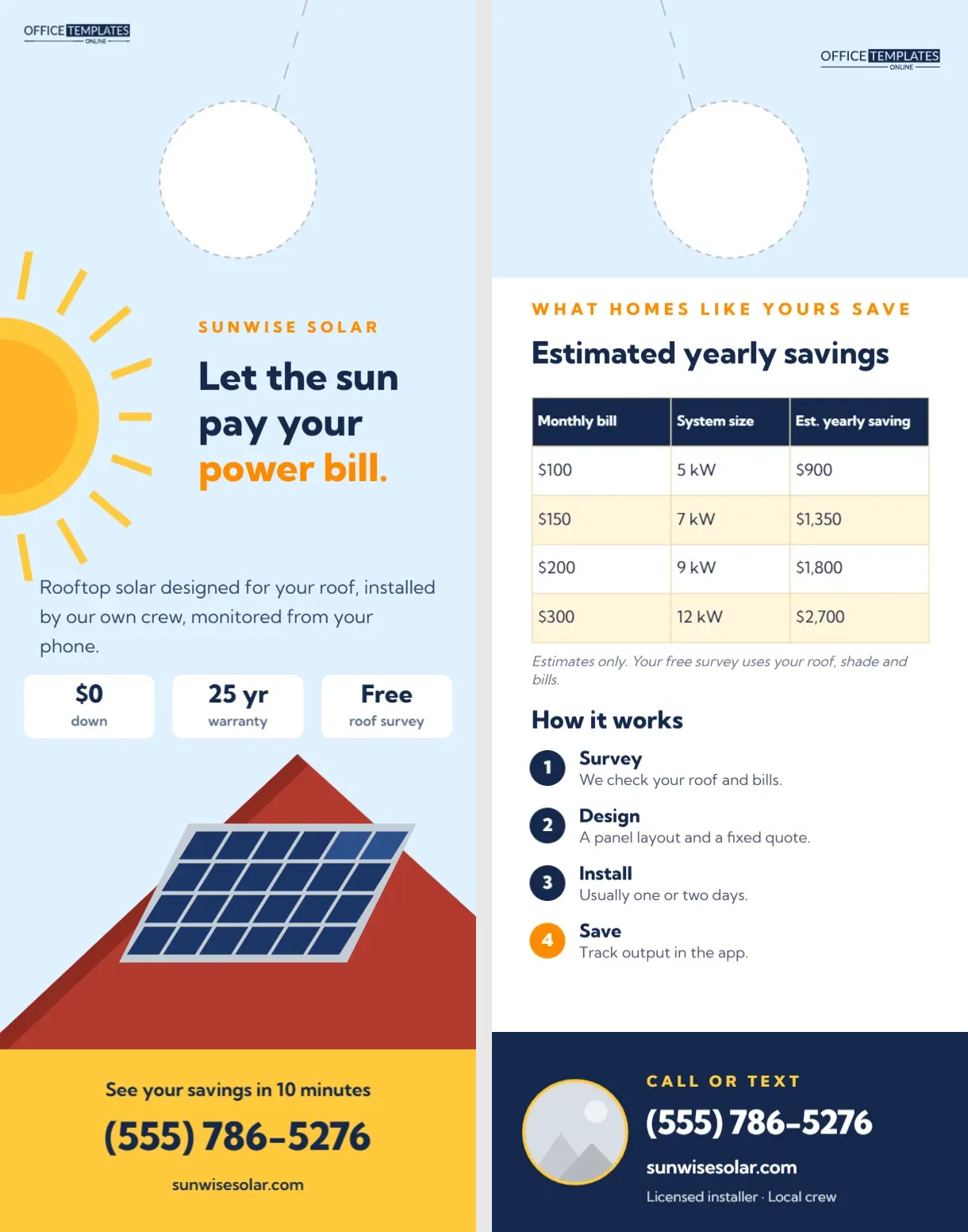 Solar Panel Door Hanger – “Let the Sun Pay Your Power Bill”